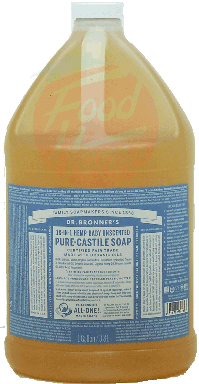 Dr. Bronner's Magic Family Soapmakers 18-in-1 hemp baby unscented pure-castile liquid soap Full-Size Picture